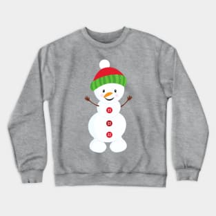 Christmas Snowman, Hat, Buttons, Carrot Nose, Xmas Crewneck Sweatshirt